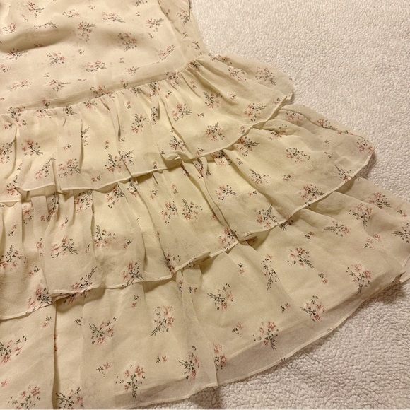 LoveShackFancy Cata Mini Dress Floral Sheer Ruffle Silk Sheer Shortbread - Picture 14 of 16